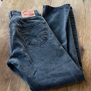 Mens Levis Black Charcoal Distressed Denim Jeans 505 Straight Leg Size 30x32
